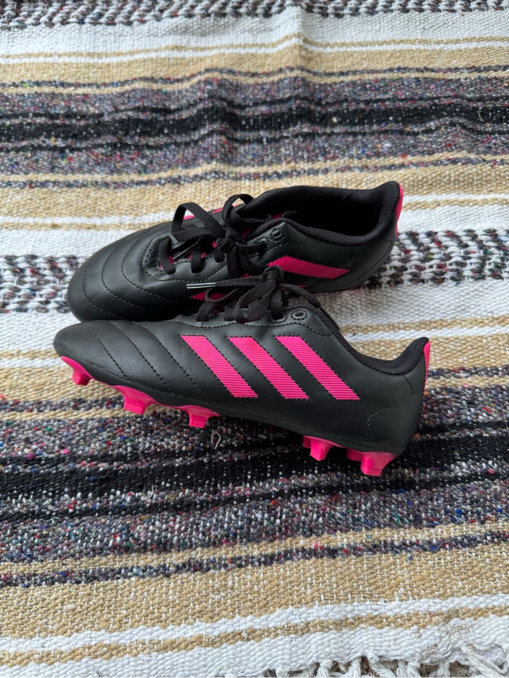 adidas Kids Black & Hot Pink Soccer Cleats